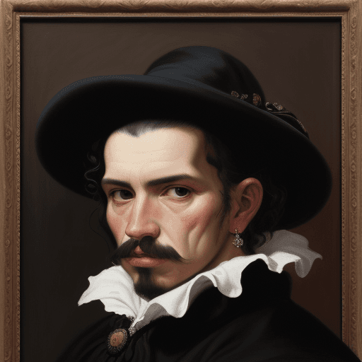 AI generated: portrait, profound gaze, oil painting, grainy, avant-garde, diego velazquez, brush touched