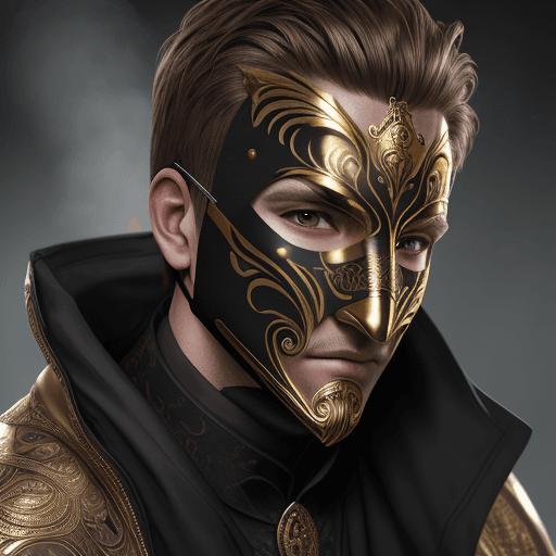 AI generated: High resolution realistic and beautiful masks  for men with golden and dark texture on it 