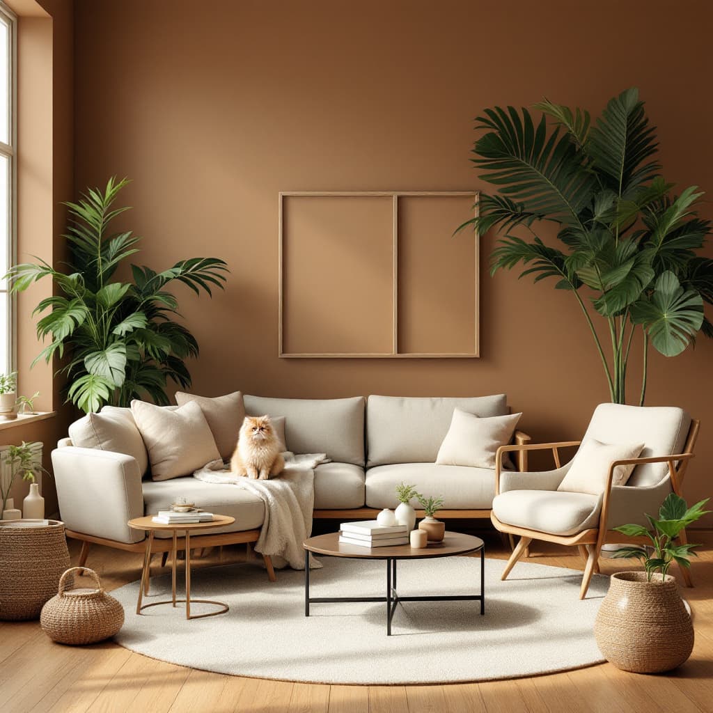 AI generated: 
"A realistic, minimalistic living room with modern furniture in harmonious neutral tones, complemen...