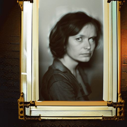 AI generated: A photograph styled to mirror a 1970s cinema frame, featuring a woman who resembles someone in her y...