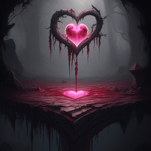 AI generated: High resolution fantasy heart, broken and bleeding, 8k