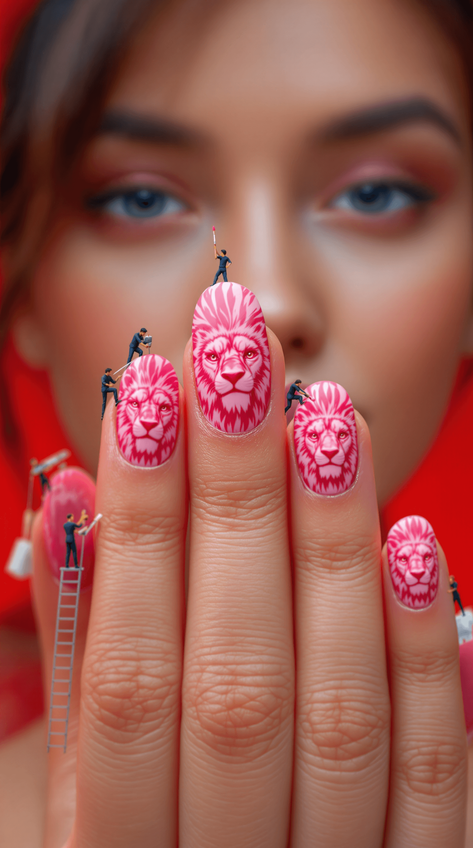 AI generated: Hyper-realistic close-up of a young woman's fingers. The focus is on her five beautiful, shiny, and ...