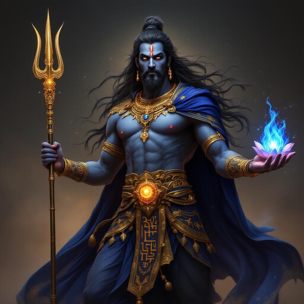 AI generated: An ultra-realistic, full-body portrait of the formidable Lord Shani Dev, the celestial arbiter of ka...