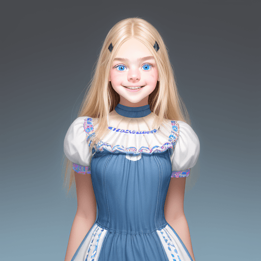 AI generated: Create an image of a cheerful 13-year-old girl of Caucasian descent. She has a round face with smoot...
