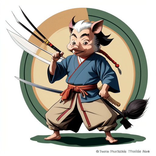 AI generated: artwork by Stan Sakai, style Stan Sakai, 
anthropomorphic wild pig, samurai, anime
