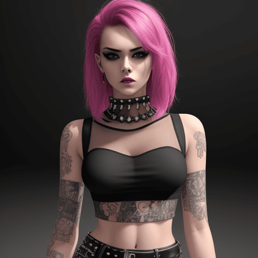 AI generated: sheer croptop, beautiful woman, punk, 8k