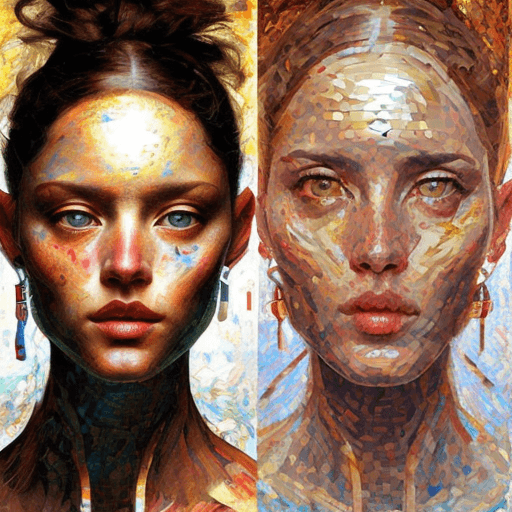 AI generated: a collage of women's faces in mosaic, in the style of andrew atroshenko, peter gric --ar 73:109 --st...