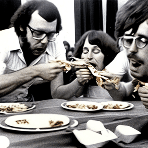 AI generated: Scissor eating contest 1975 