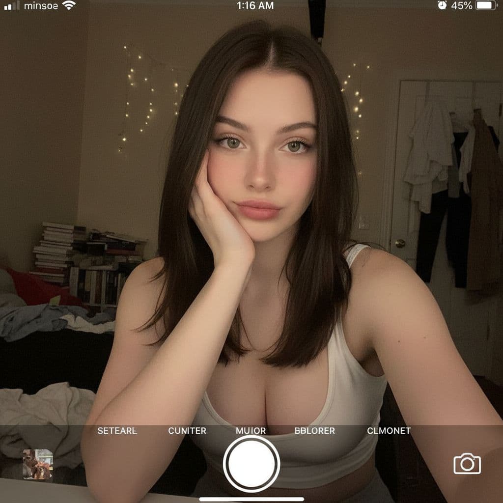 AI generated: An extremely mediocre iPhone front camera selfie, with no clear subject or proper framing — chaotic,...
