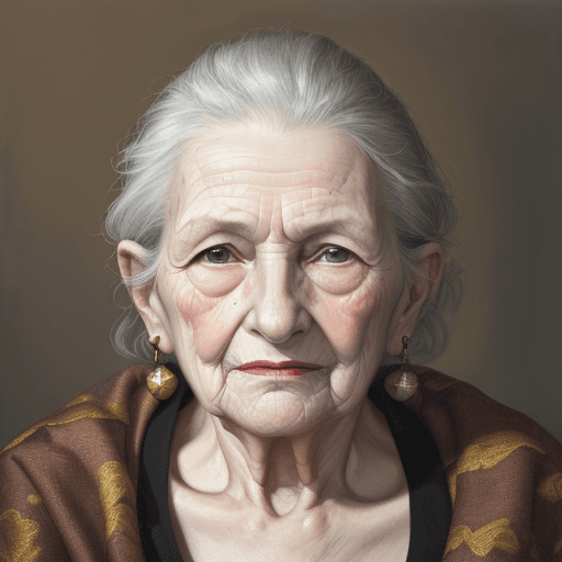 AI generated: Radiant, award-winning portrait of an old women painting on canevas with oil, showcasing the allure ...