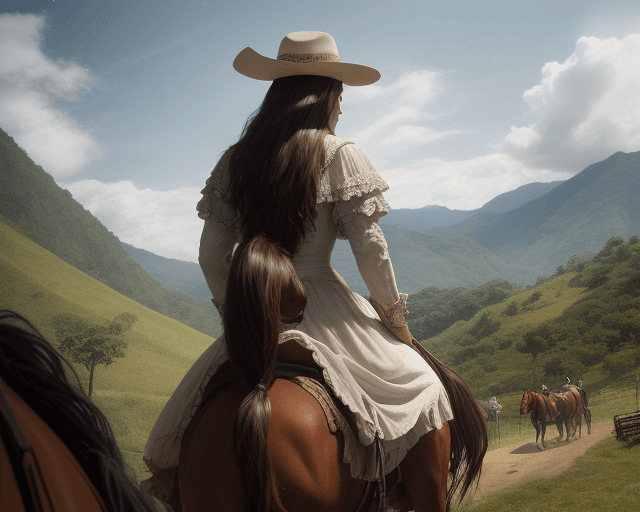 AI generated: from_below riding horse, ahort hair, EvelynNobodySD15 colombia, beautiful man with his wife, Colombi...