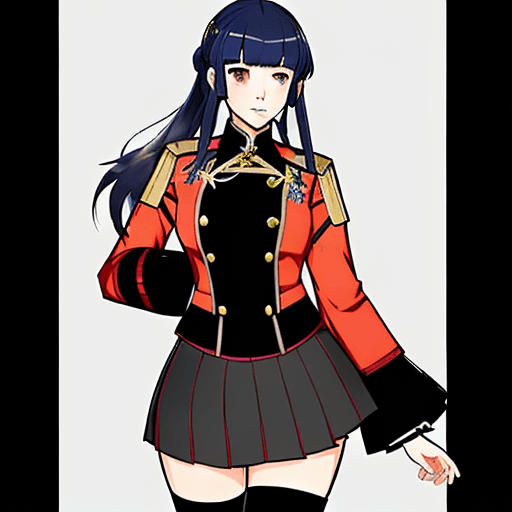 AI generated: Girl, asian, schoolgirl, Fire emblem Three Houses art style, one girl, thigh highs, refined anime ar...