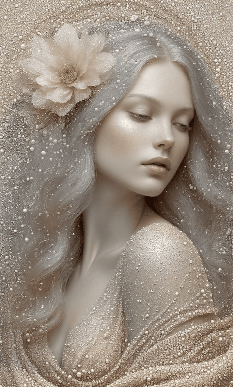 AI generated: i want same this image but in different way and without colour and the hair of the lady in here shou...