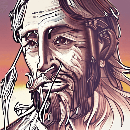 AI generated: a man with beard and long hair by swirling steam, an anime drawing, trending on Artstation, serial a...