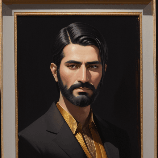 AI generated: a painting of a dark-haired man, in the style of realistic color palette, arabesque, portraits with ...