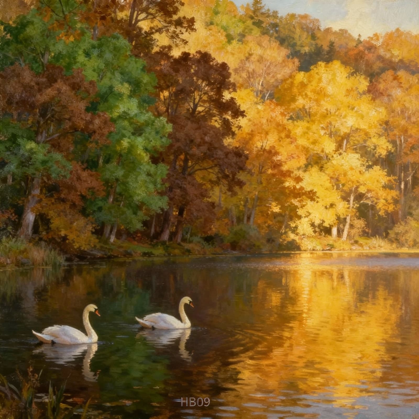 AI generated: Peaceful scene at Lake Geneva. Oil painting
With the discreet and very small watermark "HB09" at th...