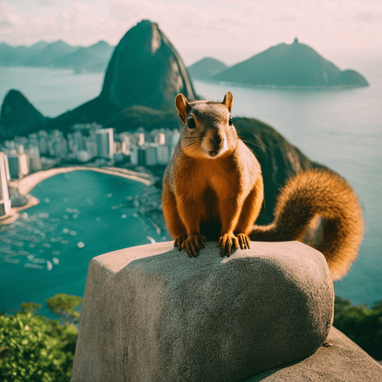 AI generated: Kodak disposable photography of sloth, tourist attraction of rio de janeiro By Tess AI