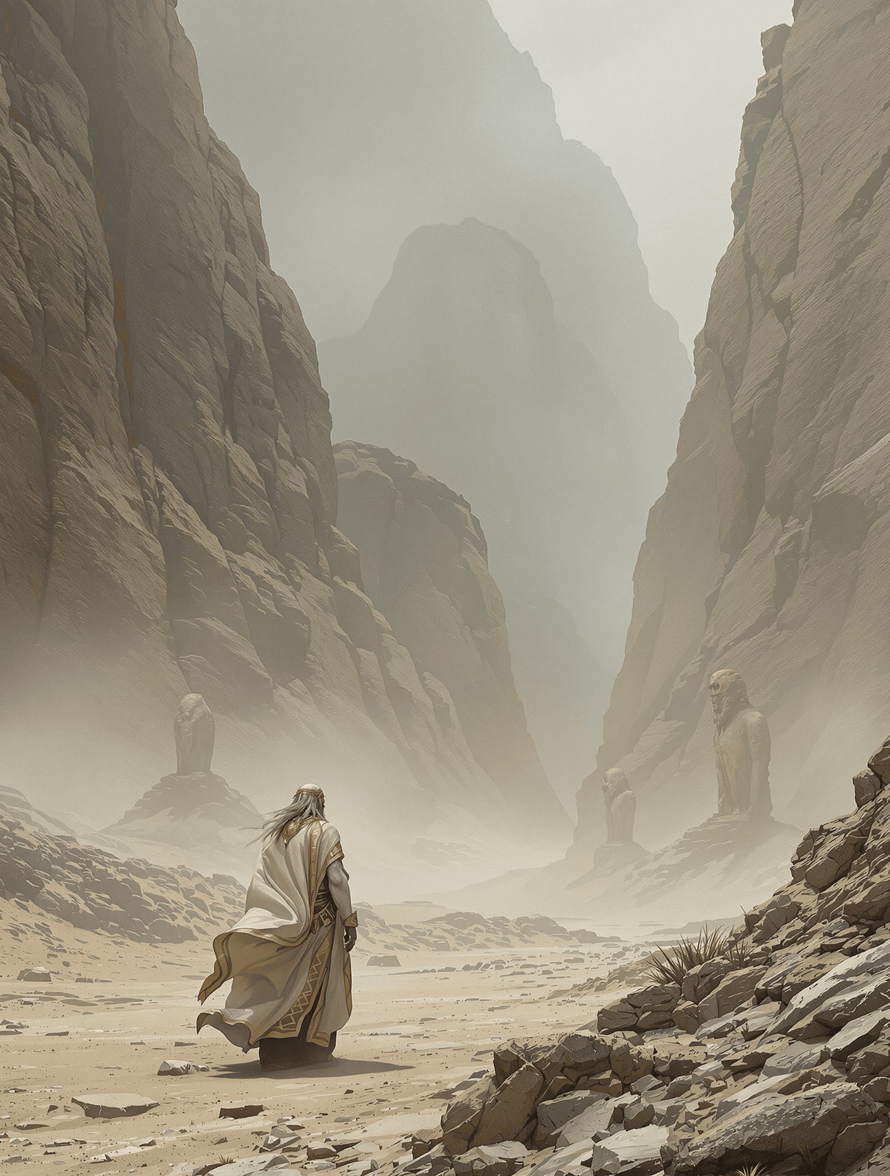 AI generated: /Artprompt Sci-fi, an (ancient looking man:1.3), who looks (like a Prophet from Biblical times:1.5),...