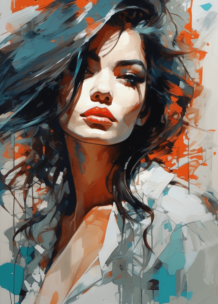 AI generated: oil painting of a fashion model, heavy strokes, textured, by kaethe butcher, greg tocchini, hajime s...