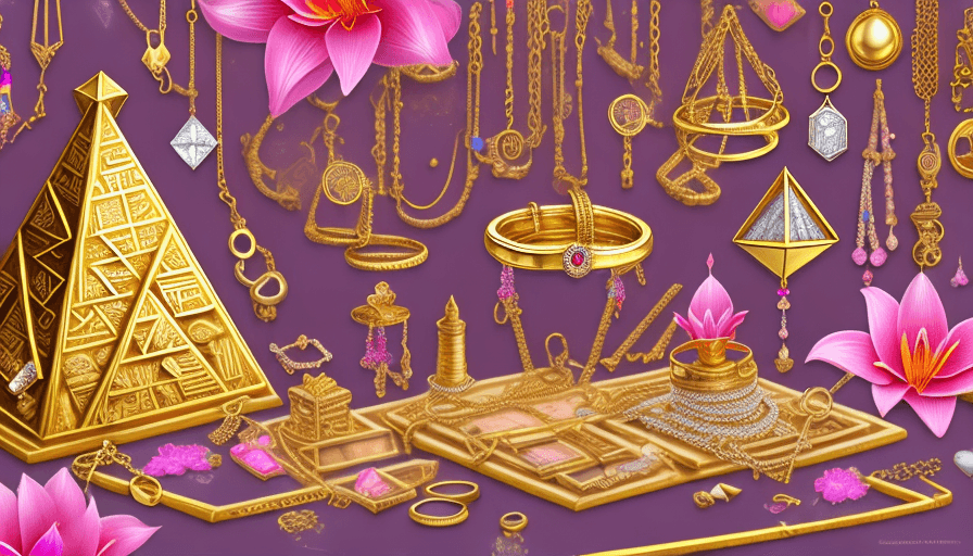 AI generated: digitally creative, Aladdin cave, heavenly relaxing, high detailed chest of jewelry, drawing tools, ...