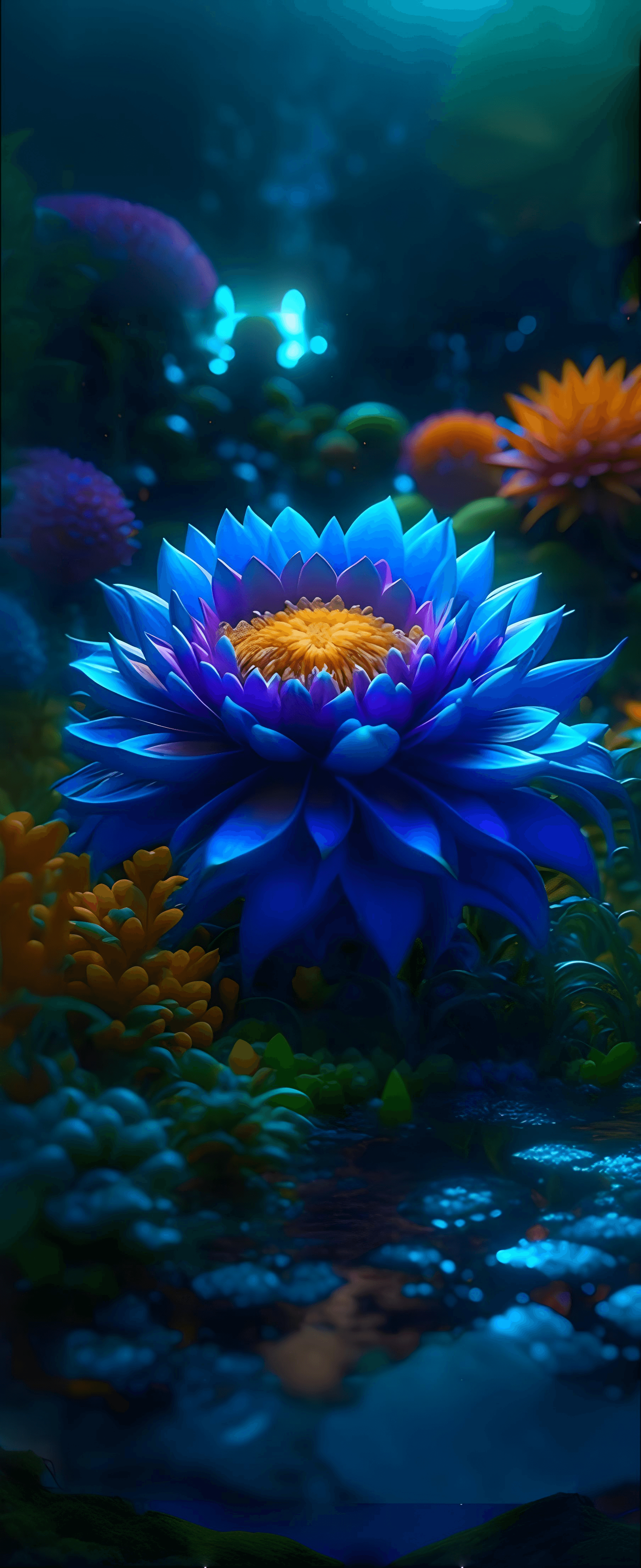 AI generated:  magnificent Flower midnight Nenufar , driving you insane, concept art by Artificial Nightmares incr...