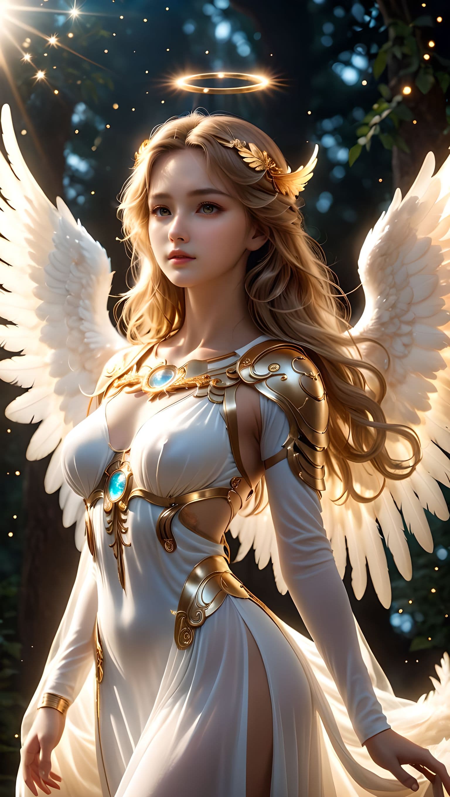 AI generated: (masterpiece:1.3), hyperrealistic rendering, (Angelic Celestial Guardian:1.2), (Heavenly Cloudscape ...
