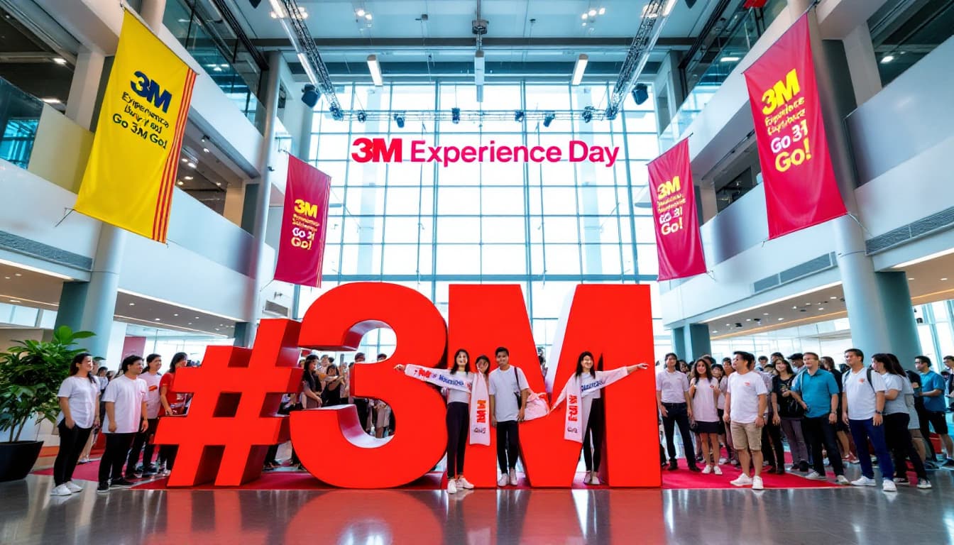 AI generated: A vibrant and energetic company event held at the R&D Center of 3M Korea, called "3M Experience Day....