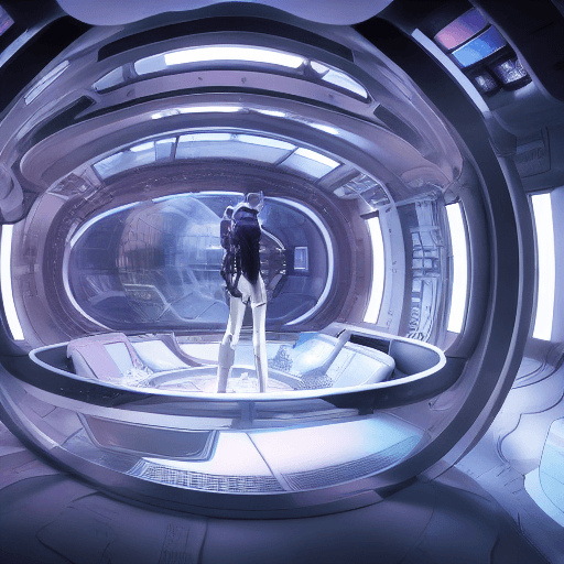 AI generated: Daily Theme - Visions of Tomorrow, sci-fi, sitting in a machinic bubble ship looking around city, ci...