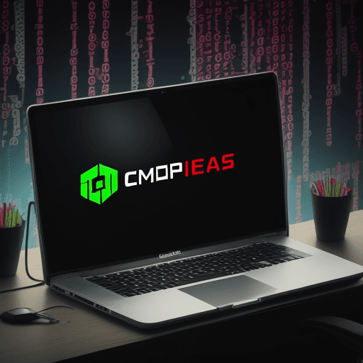 AI generated: logo of company, picture of computer y hackers ,color red,green,white,black