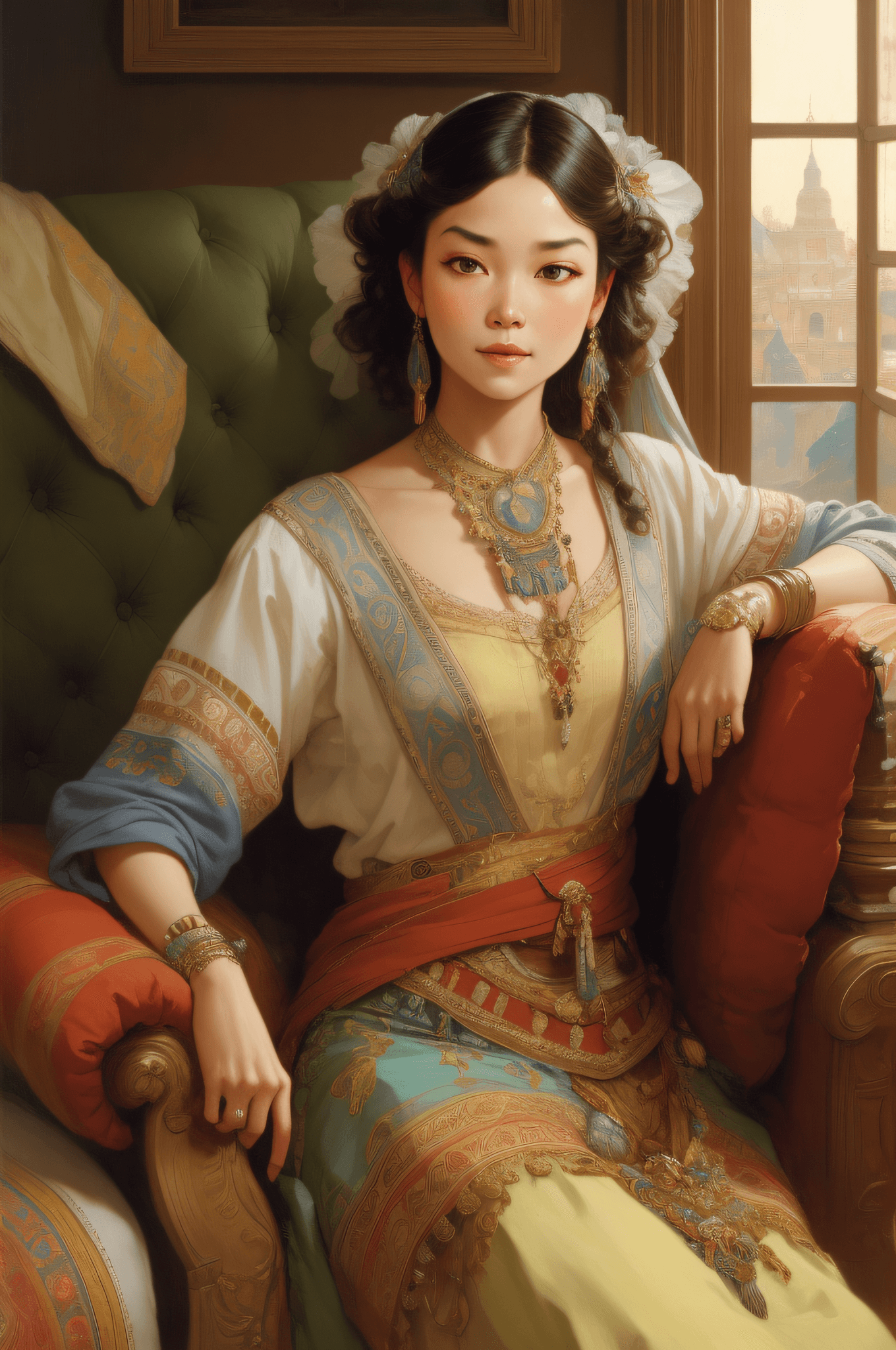 AI generated: young Sofa Vergara portrait, Aztec, Mayan, fantasy, elegant, intricate, by Stanley Artgerm Lau, greg...