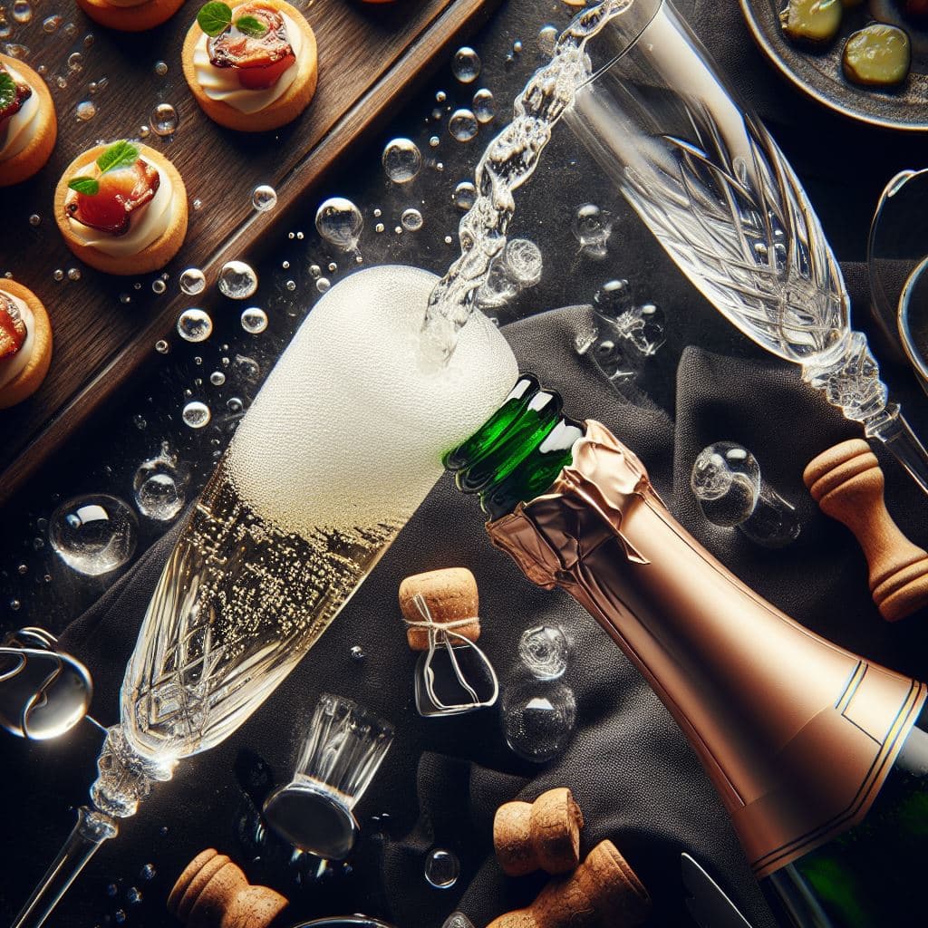 AI generated: View from above into a champagne bottle
