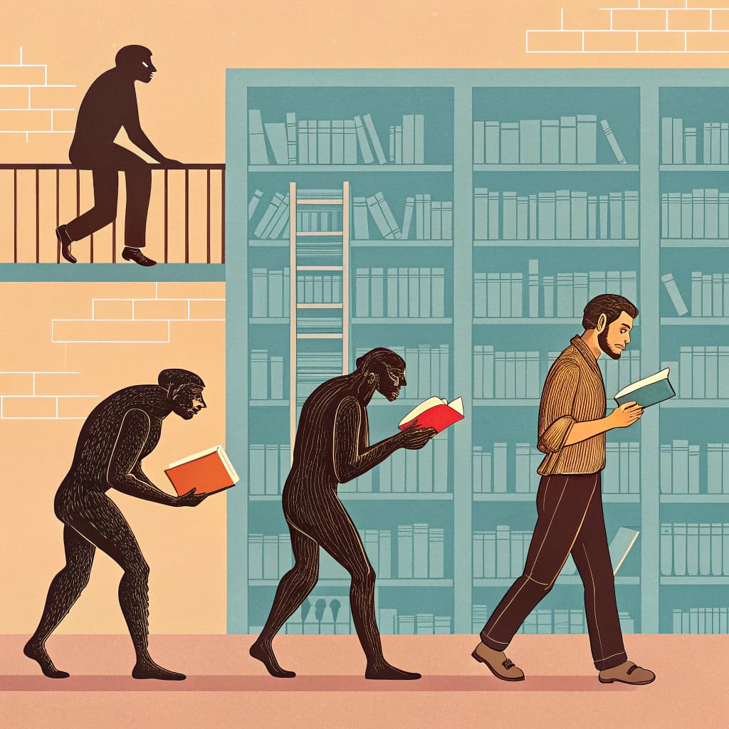 AI generated: Human evolution with books
