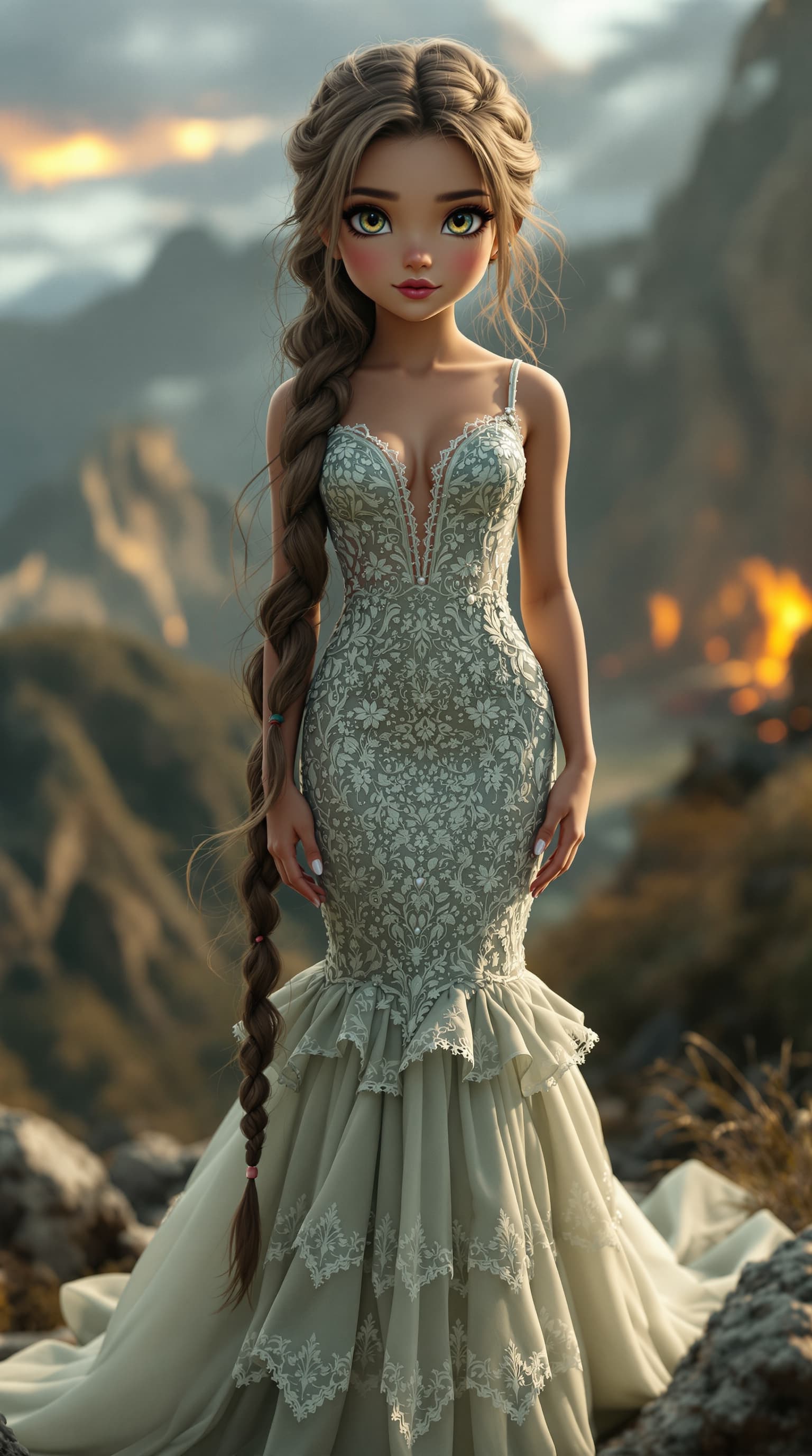 AI generated: A professional photograph showcasing Sarah, the most beautiful seventh-grade girl in the world, rend...