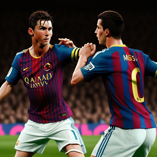AI generated: messi versus cristiano  ronaldo luchando





