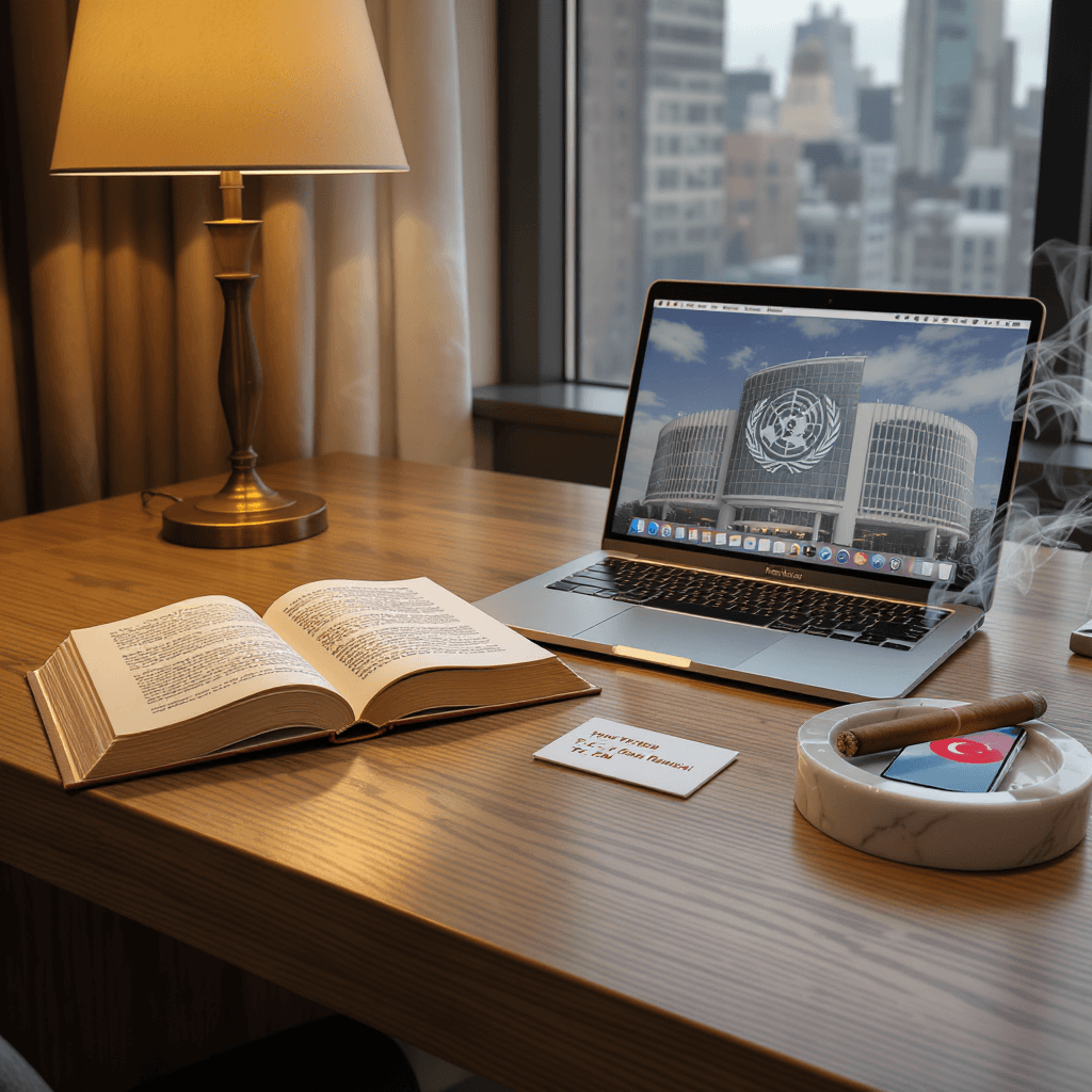 AI generated: Photorealistic, professional workspace scene: A modern minimalist oak wood desk with visible grain t...
