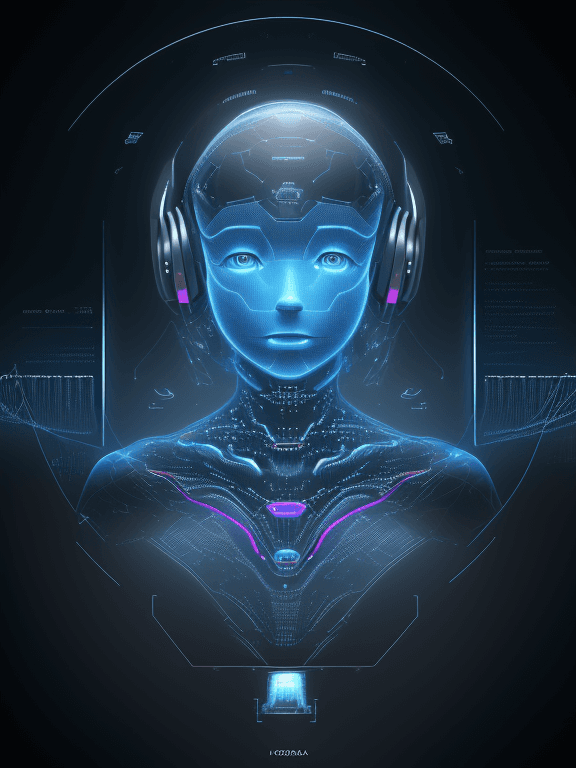 AI generated: digital art, hologram, bigdata, high technology, sound wave, digital landscape, neural network, Huma...