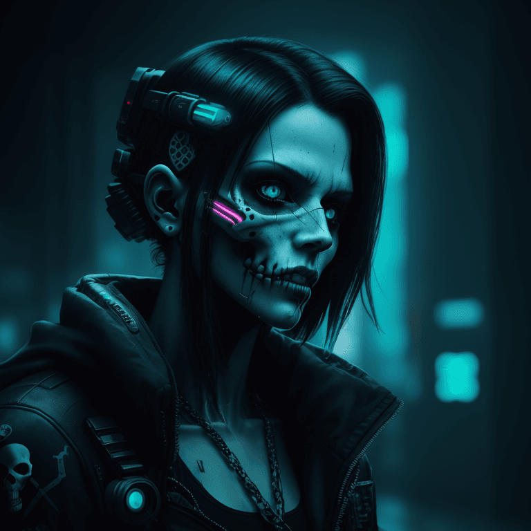 AI generated: Cyberpunk skull photographic cinematic