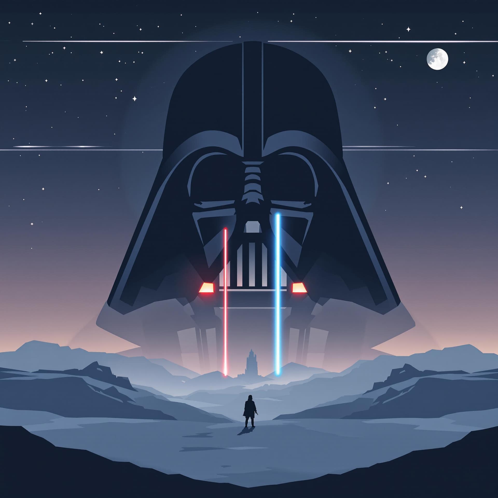 AI generated: minimalistic movie poster of star wars