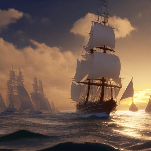 AI generated: Photo of a ultra realistic sailing ship, dramatic light, pale sunrise, cinematic lighting, battered,...