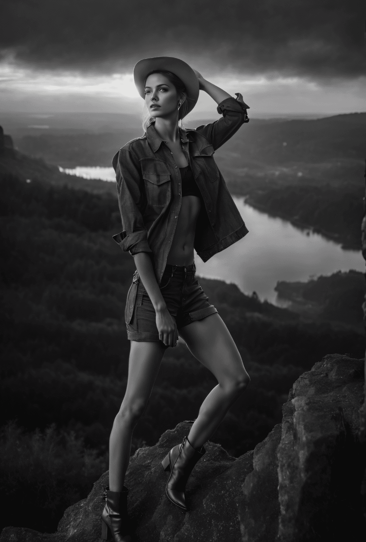 AI generated: Luxury product style b&w Emulating the emotional intensity and gravity of wartime black and white ph...