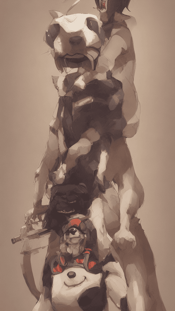 AI generated: A dog as the mask, holding an Big coffe, portrait shinkai makoto studio ghibli studio key hideaki an...