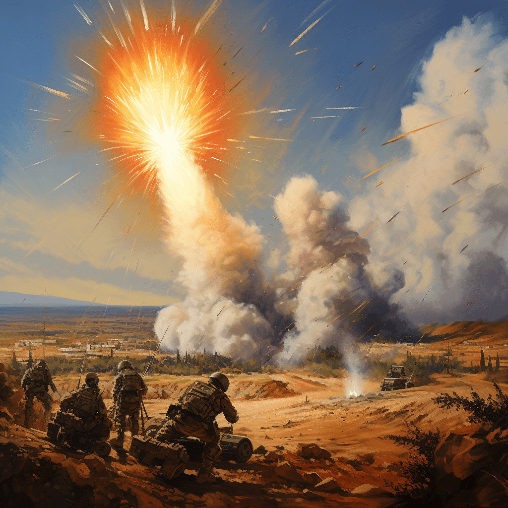 AI generated: israeli defence forces, army, IDF, fighting, military, streets, army, air force, rockets