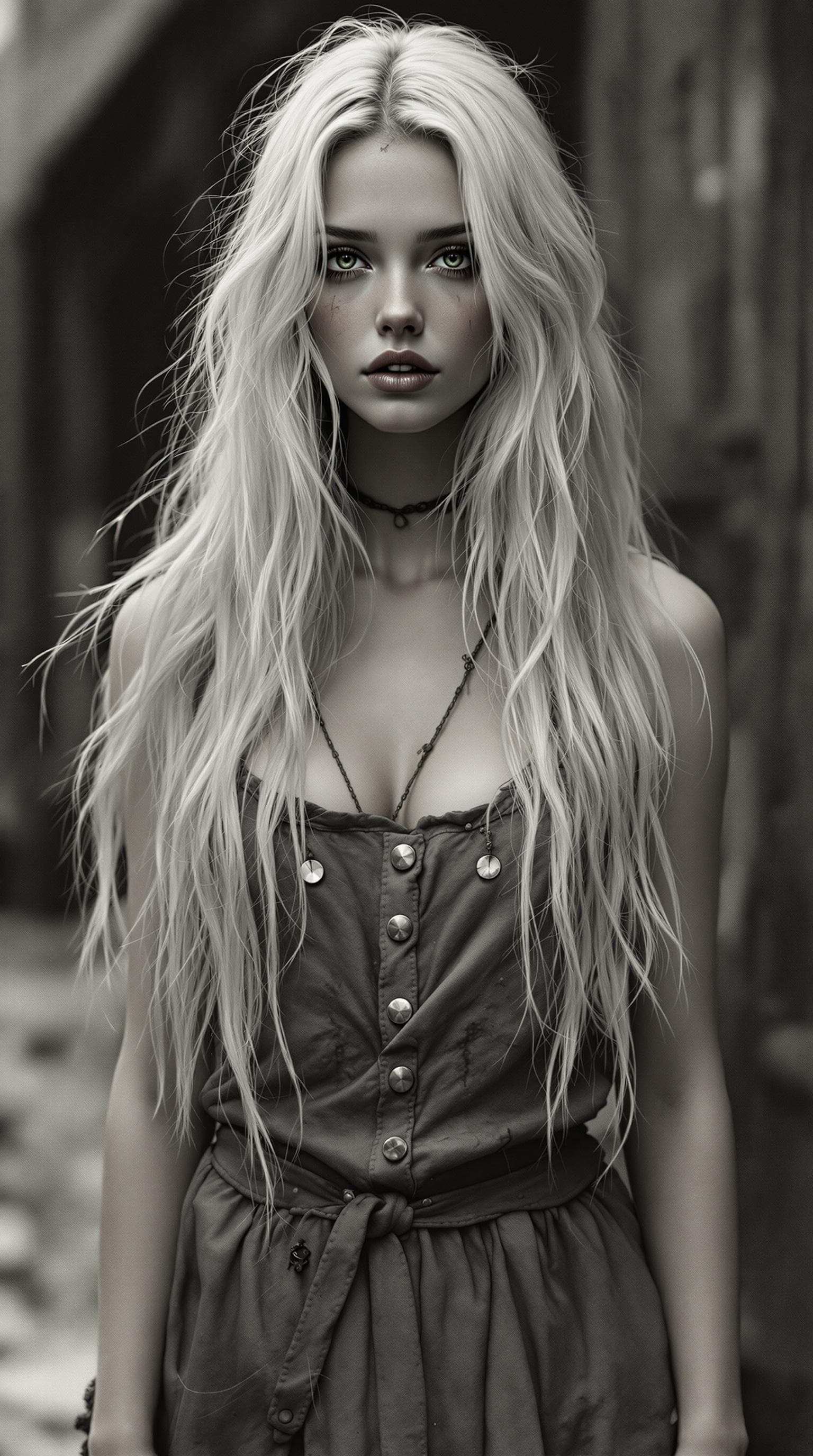 AI generated: a professional vintage black and white photo of a exceptionally of the most beautiful Russia girl (a...