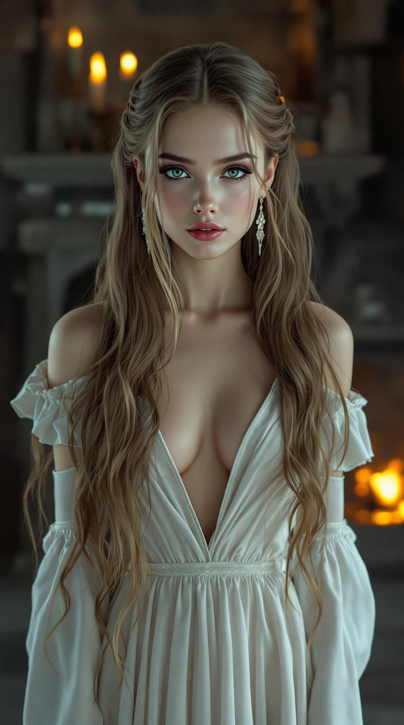 AI generated: a professional photo of a exceptionally of the most beautiful girl in the world, Transylvanian vampi...
