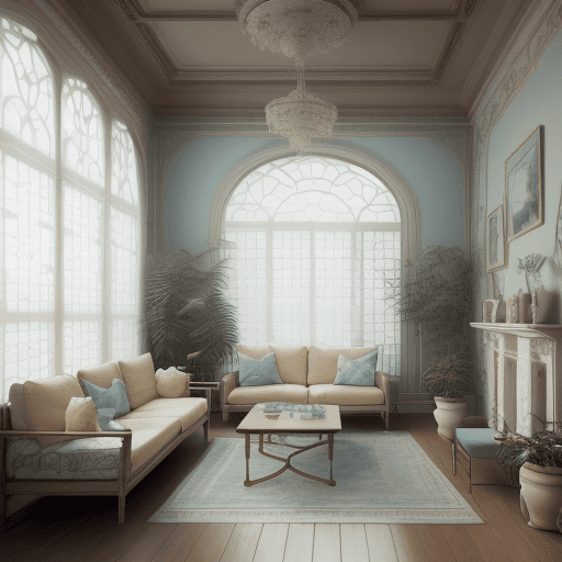 AI generated: High resolution photography interior design, dreamy sunken living room conversation pit, wooden floo...