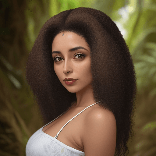 AI generated: mulher acima de 25 anos, loira, cabelo liso comprido, pele morena, na natureza