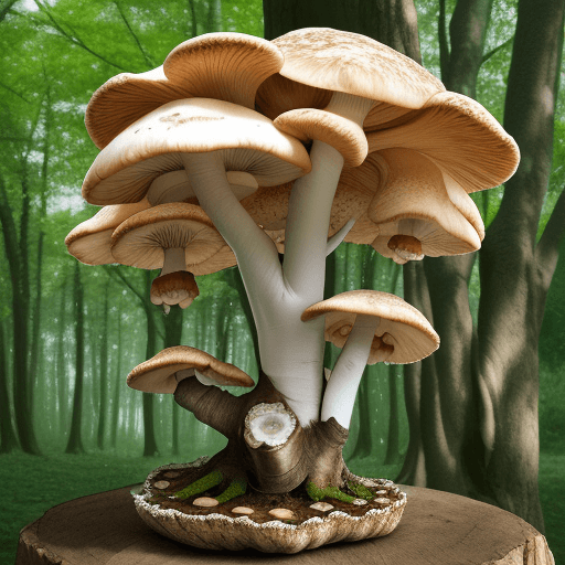 AI generated: 4k oyster mushroom cluster on tree
