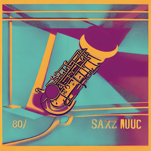 AI generated: 80s music artwork featuring a saxophone

