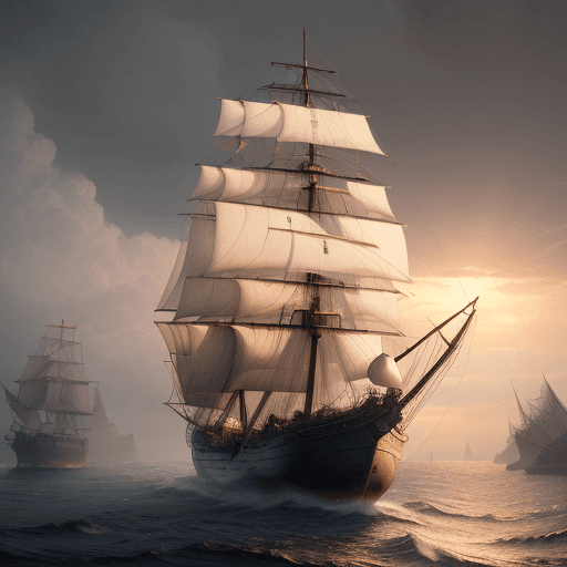 AI generated: Photo of a ultra realistic sailing ship, dramatic light, pale sunrise, cinematic lighting, battered,...