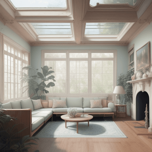 AI generated: High resolution photography interior design, dreamy sunken living room conversation pit, wooden floo...
